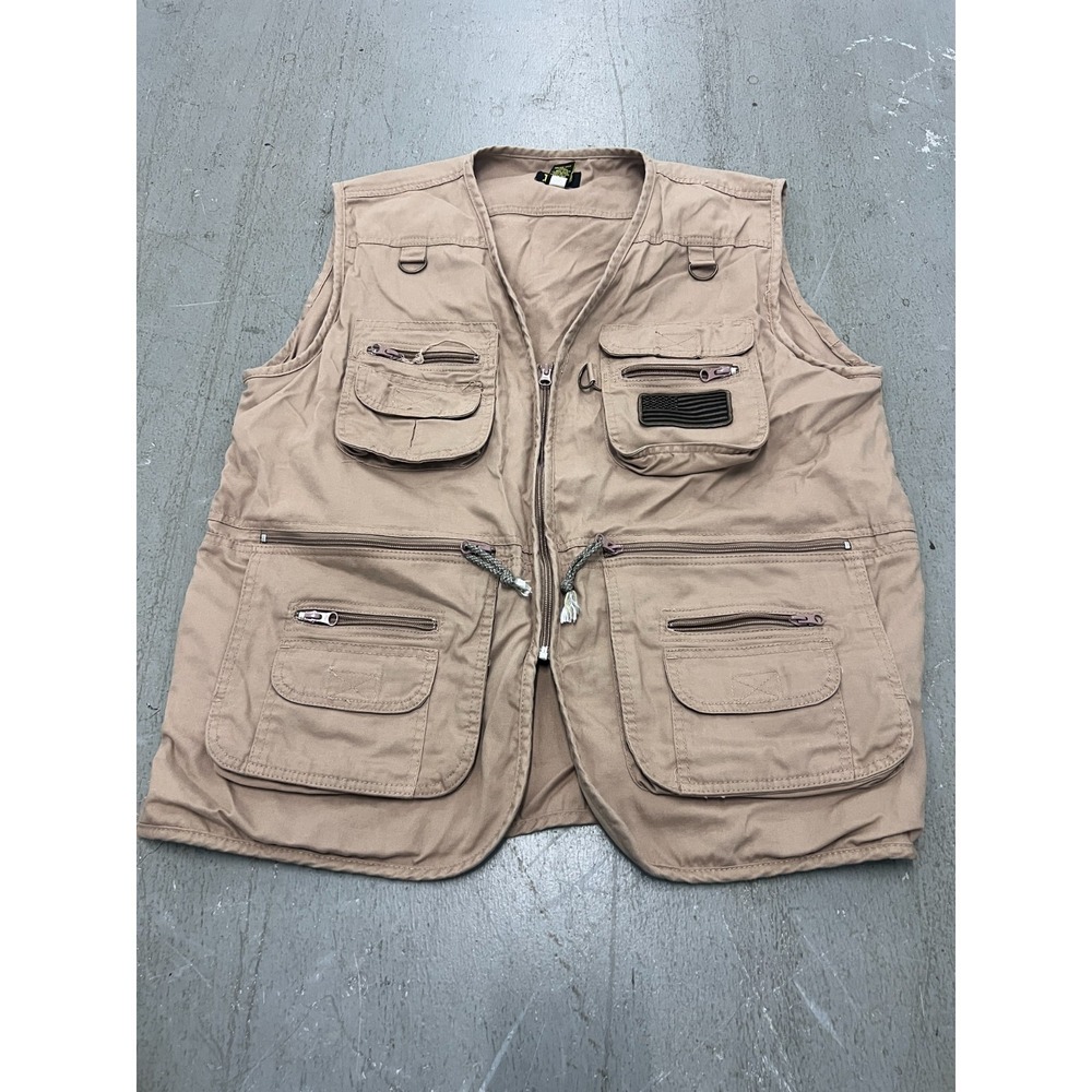 HQ Issue Vest Mens XL Khaki Multi-Pocket Utility Tactical Hunting Outdoor‎ Gear